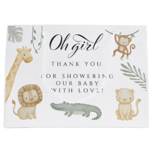 Oh Girl Safari Dieren Baby Shower Jungle Groen Groot Cadeauzakje