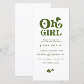 Oh Girl St.Patrick's Day Baby shower Digital Evite Aankondiging (Voorkant / Achterkant)