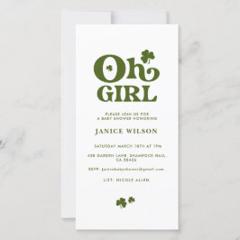 Oh Girl St.Patrick's Day Baby shower Digital Evite Aankondiging