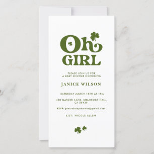 Oh Girl St.Patrick's Day Baby shower Digital Evite Aankondiging