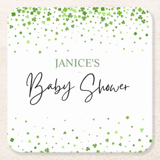 Oh Girl St. Patrick's Day Baby Shower Green  Kartonnen Onderzetters (Voorkant)