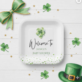 Oh Girl St. Patrick's Day Baby Shower Green  Papieren Bordje