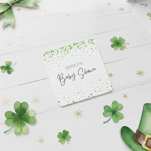 Oh Girl St. Patrick's Day Baby Shower Green Vierkante Sticker