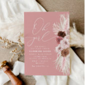 Oh Girl Stof Roze Pampas Bloem baby shower Kaart