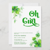 Oh Girl Waterverf Green Script Baby shower Kaart (Voorkant)