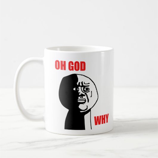 Oh God waarom Guy Rage Face Meme Koffiemok (Links)