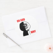 OH GOD WAAROM RONDE STICKER (Envelop)