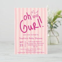 Oh Gurl Roze Streep Meisje Baby Shower
