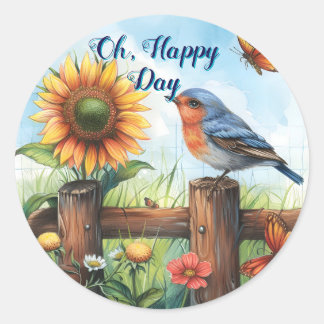 Oh Happy Day Bluebird en Zonnebloem Sticker