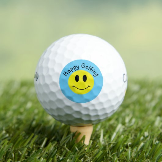 Oh Happy Day Custom Text Grinning Face Classic Golfballen (Insitu Shirt)