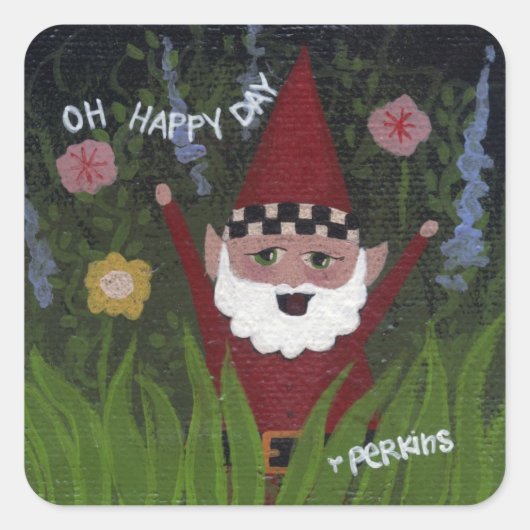 Oh Happy Day Gnome Sticker (Voorkant)