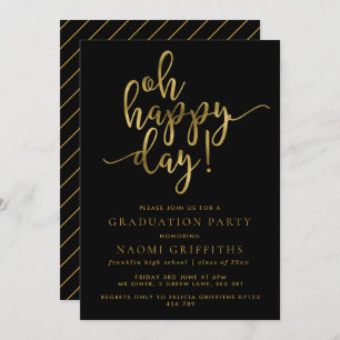 Oh Happy Day Gold Script Graduparty nodigt uit Kaart