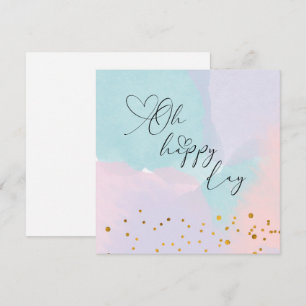 Oh Happy Day Goud Glitter Watercolor Wenskaart Kaart
