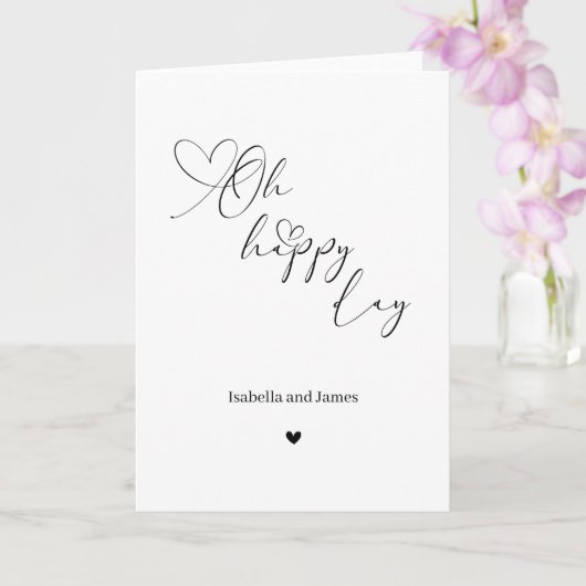 Oh Happy Day Heart Embellished Wedding Kaart (Orchidee)