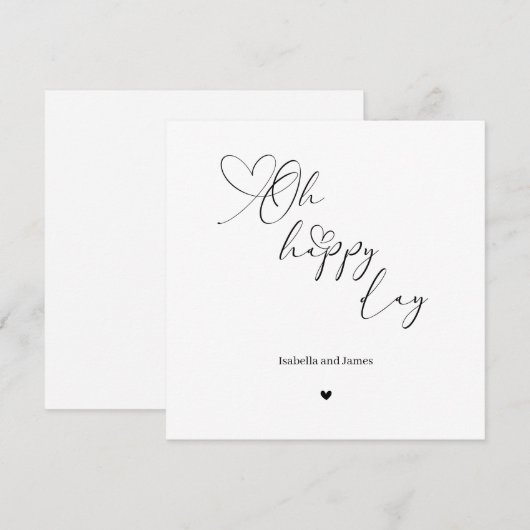 Oh Happy Day Heart Embellished Wedding  Kaart (Voorkant / Achterkant)
