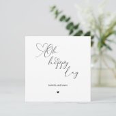 Oh Happy Day Heart Embellished Wedding  Kaart (Staand voorkant)