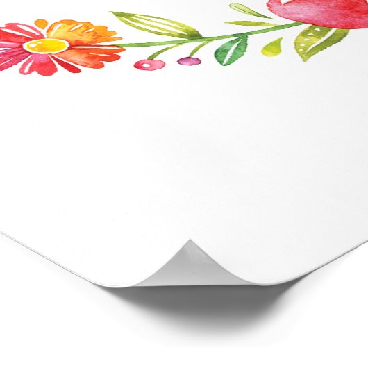 Oh Happy Day kleurrijke florale poster print (Hoek)