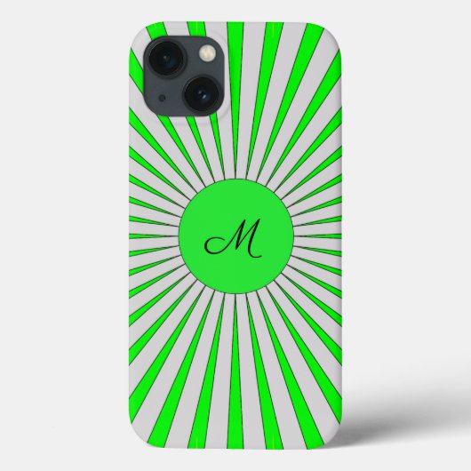 Oh Happy Day Monogram Green Sunburst Case-Mate iPhone Case (Achterkant)
