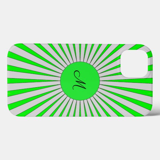 Oh Happy Day Monogram Green Sunburst Case-Mate iPhone Case (Achterkant (horizontaal))