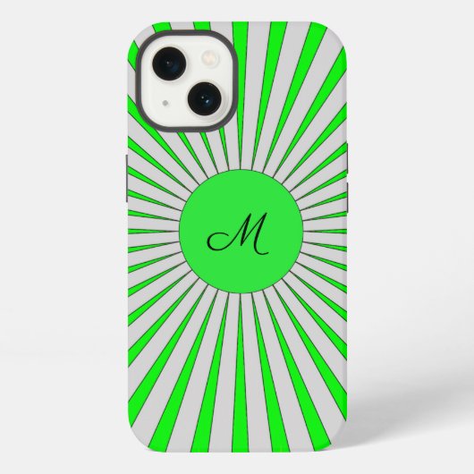 Oh Happy Day Monogram Groene Zonneuitbarsting iPhone Hoesje (Achterkant)