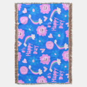 Oh Happy Day | regenbogen bloemen roze blauw Deken (Voorkant Verticaal)