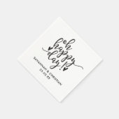 Oh Happy Day Script Personalized Wedding Napkins Servetten (Hoek)