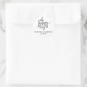 Oh Happy Day Script Personalized Wedding Sticker (Tas)