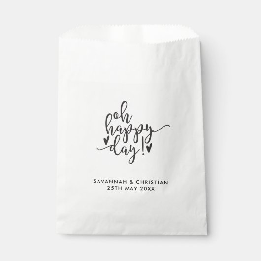 Oh Happy Day Script Specialized Wedding Favor Bag Bedankzakje (Voorkant)