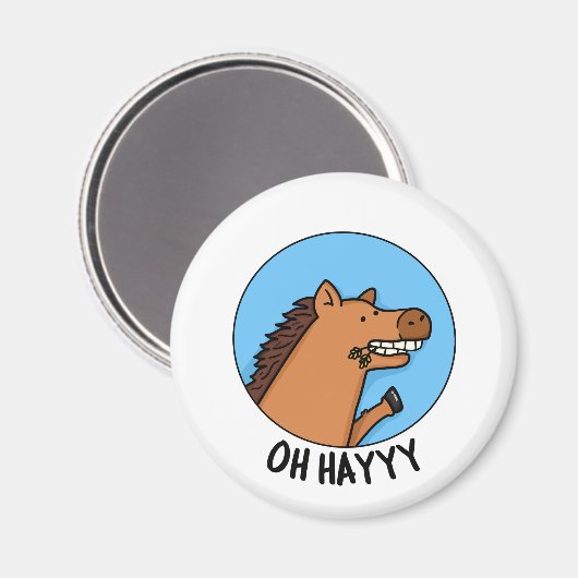 Oh Hayyy Grappig Paard Pun Magneet (Voorkant / Achterkant)