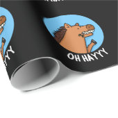 Oh Hayyyy Funny Horse Pun Dark BG Cadeaupapier (Rol Hoek)