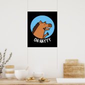 Oh Hayyyy Funny Horse Pun Dark BG Poster (Keuken)