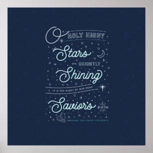 Oh Heilig Kerstfeest Poster 24x24 / Blauw