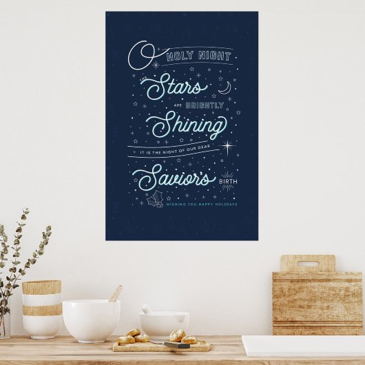 Oh Heilig Kerstfeest Poster 24x36 / Blauw (Keuken)
