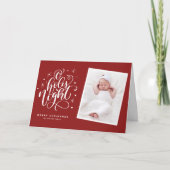 Oh Heilige Manuscript Rode Kerstfoto Feestdagen Kaart (Voorkant)