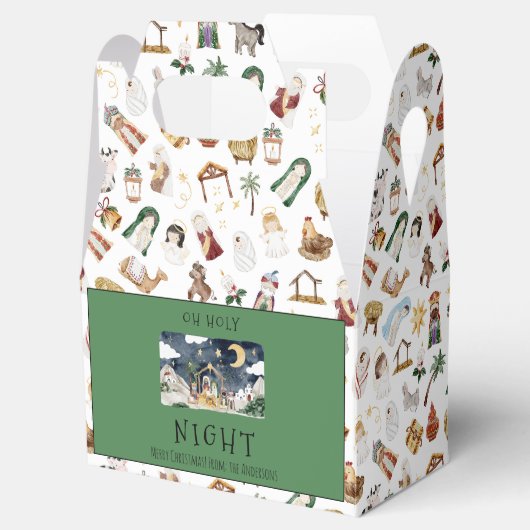Oh Heilige Nacht Afro-Amerikaanse Geboorte Kerstmi Bedankdoosjes (Geopend)