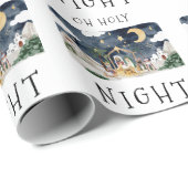 Oh Heilige Nacht Afro-Amerikaanse Geboorte Kerstmi Cadeaupapier (Rol Hoek)