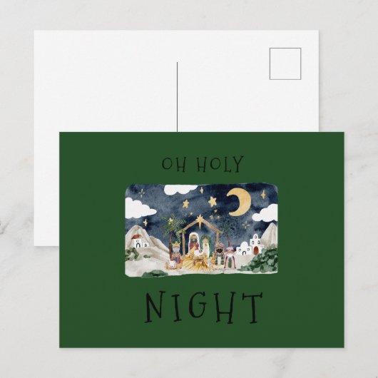 Oh Heilige Nacht Afro-Amerikaanse Geboorte Kerstmi Feestdagenkaart (Voorkant / Achterkant)