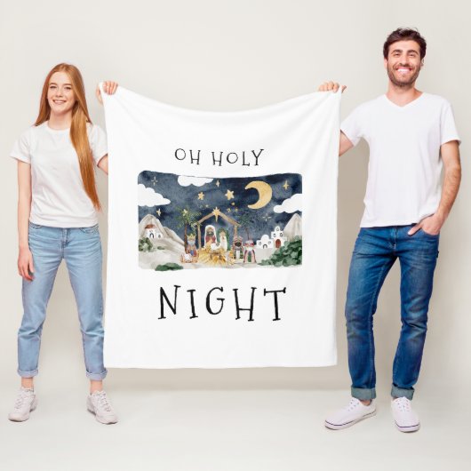 Oh Heilige Nacht Afro-Amerikaanse Geboorte Kerstmi Fleece Deken (In situ)