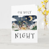 Oh Heilige Nacht Afro-Amerikaanse Geboorte Kerstmi Kaart (Gele Bloem)