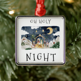 Oh Heilige Nacht Afro-Amerikaanse Geboorte Kerstmi Metalen Ornament