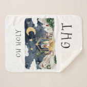 Oh Heilige Nacht Afro-Amerikaanse Geboorte Kerstmi Sherpa Deken (Voorkant (horizontaal))