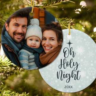 Oh Heilige Nacht Custom Religieuze Foto Kerstmis Keramisch Ornament