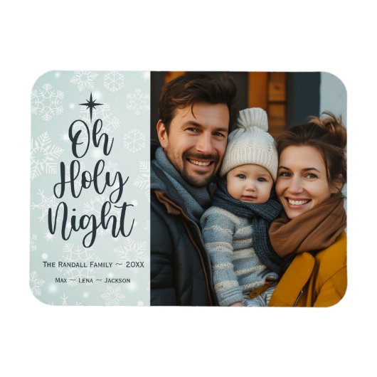 Oh Heilige Nacht Custom Religieuze Foto Kerstmis Magneet (Horizontaal)