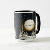 Oh Heilige Nacht Kerstmis Zwarte Gouden Pijnbomen Mok (Voorkant rechts)