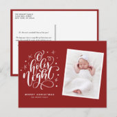 Oh Heilige Nacht Manuscript Rood Eerste Kerstfoto Feestdagenkaart (Voorkant / Achterkant)