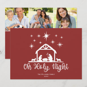 Oh Heilige Nacht Manuscript Typografie Nativiteit  Feestdagenkaart