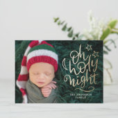 Oh heilige nacht religieuze kerst foto feestdagenkaart (Staand voorkant)