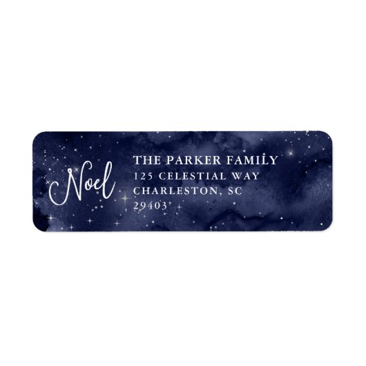 Oh heilige nacht | Sterren op Christmas Dark Blue  Etiket (Voorkant)