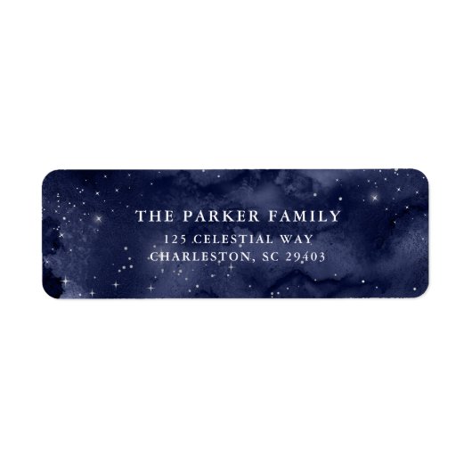 Oh heilige nacht | Sterren op kerst Donkerblauw Etiket (Voorkant)