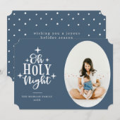 Oh Heilige Nachtblauwe Foto Feestdagenkaart (Voorkant / Achterkant)